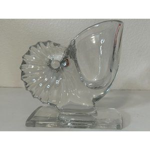 New Martinsville Clear Glass Nautilus Seashell Conch Vase Bookend